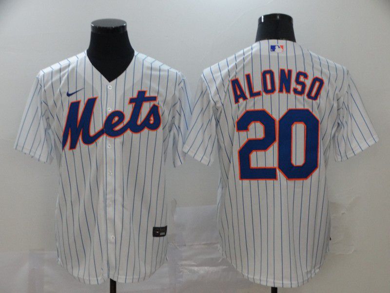 Men New York Mets #20 Alonso White Nike Game MLB Jerseys
